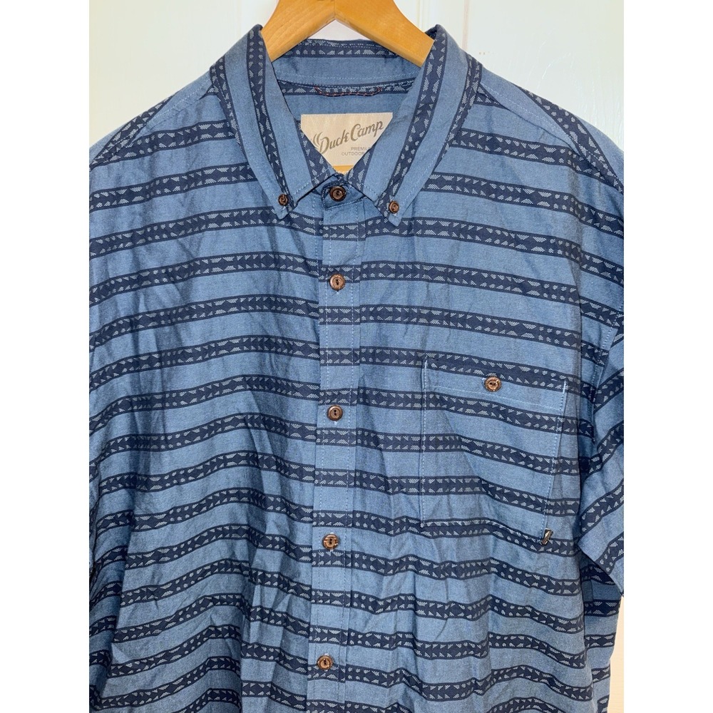 Duck Camp Button Up Men's XL Blue Aztec Fishbone Southwestern Short Sleeve